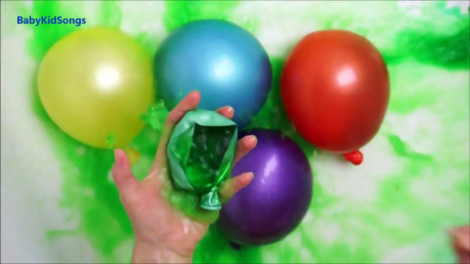 5 Wet Balloons Colors | Learning Colors with Water Balloons and Finger Family Nursery Rhym