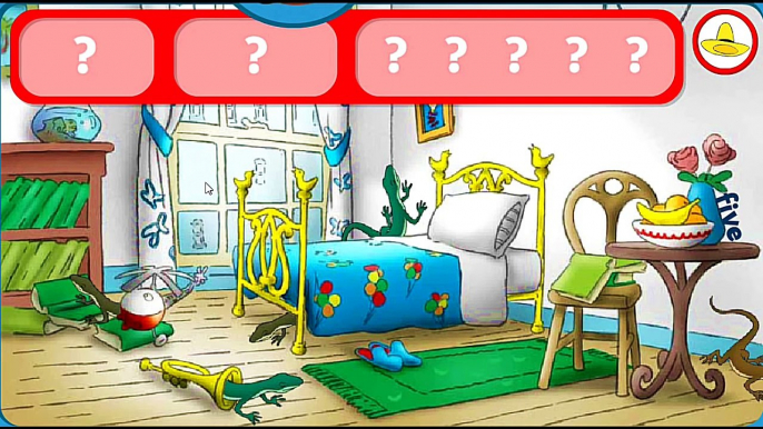 Animal games. Curious George playing Hide and Seek! Educational game.