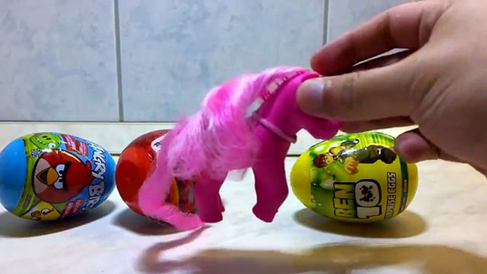 My Little Pony Kinder Surprise Egg Unboxing with Angry Birds Surprise Egg, Ben 10 Surprise Egg