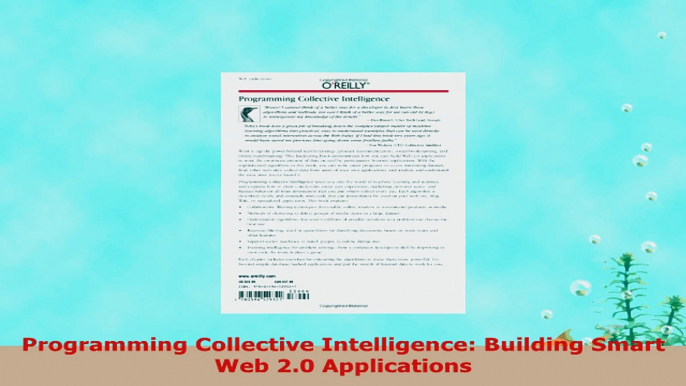 READ ONLINE  Programming Collective Intelligence Building Smart Web 20 Applications