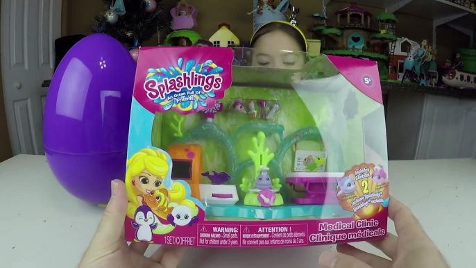 Splashlings Family Mermaid Doctor CheckUp Clinic Big Surprise Egg Toys Tommy Gets a Shot #