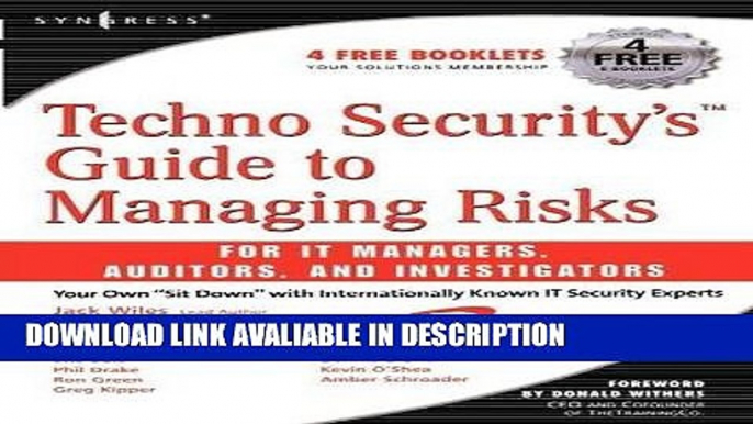 FREE [PDF] Techno Security s Guide to Managing Risks for IT Managers, Auditors and Investigators