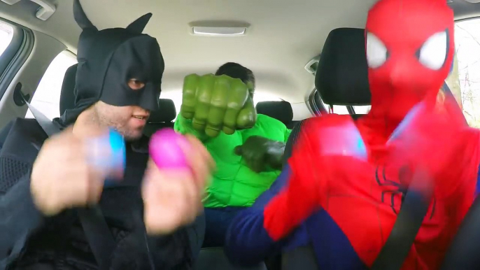 Batman vs Spiderman vs Hulk - Superheroes Dancing in a Car - Funny Superhero Movie In Real Life