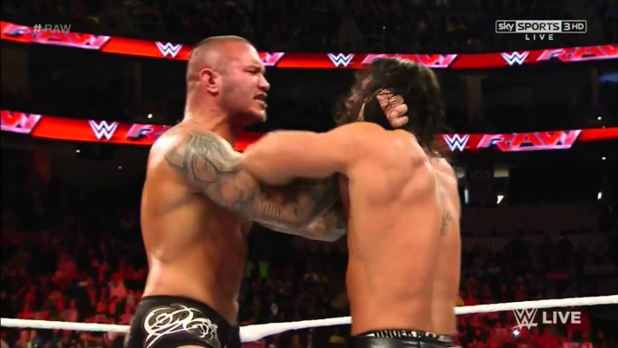 Back stage brawl Wade Barrett throws Randy Orton down a flet of stairs