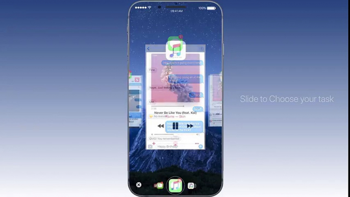 iPhone 8 concept with Face ID, Touch Bar, Wireless charging and iOS 11