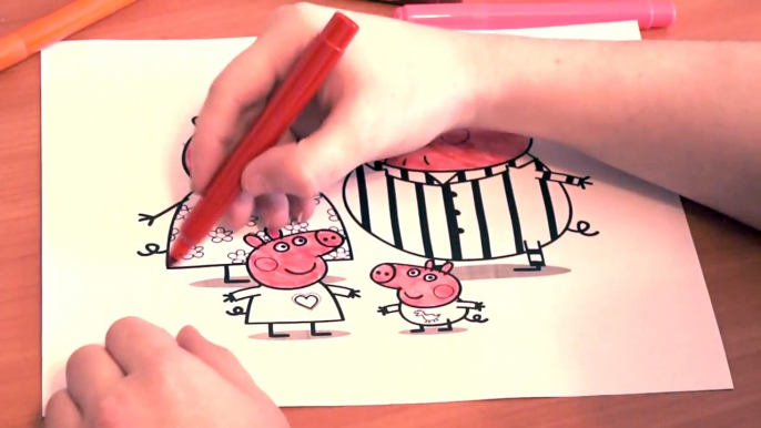 Peppa Pig New Coloring Pages for Kids Colors Coloring colored markers felt pens pencils