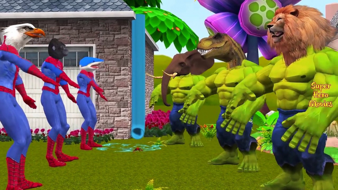 3d animation Ironman hulk Dinosaur Gorilla Finger family Rhymes - Spiderman lion Bear cart