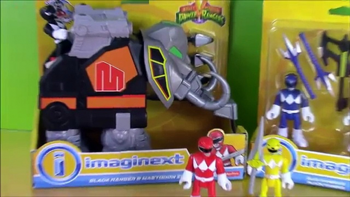 Imaginext Mighty Morphin Power Rangers Yellow Red Blue Black Rangers Mastadon Zord Toys