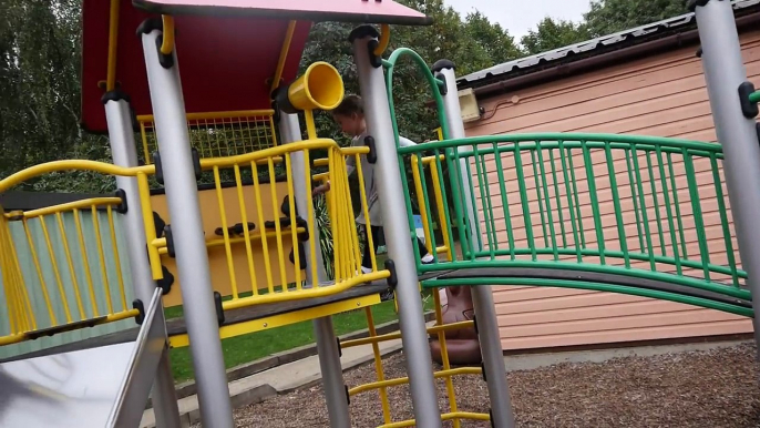 Outdoor Playground with Huge Swing, Slides and Fun in the Park Kids Fun Play