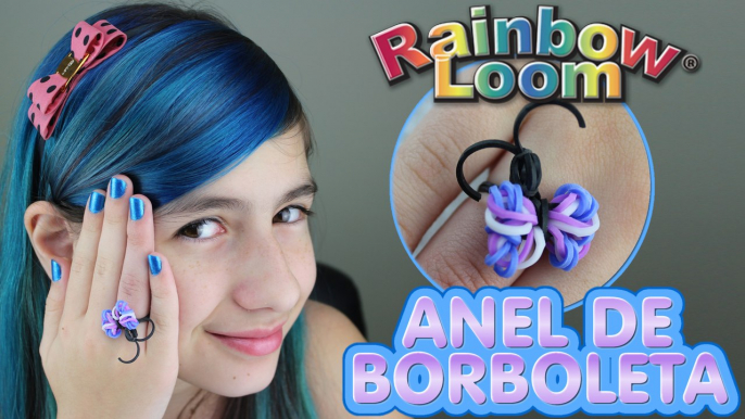 Anel Borboleta Rainbow Loom Anel de Elásticos Ring Elastics