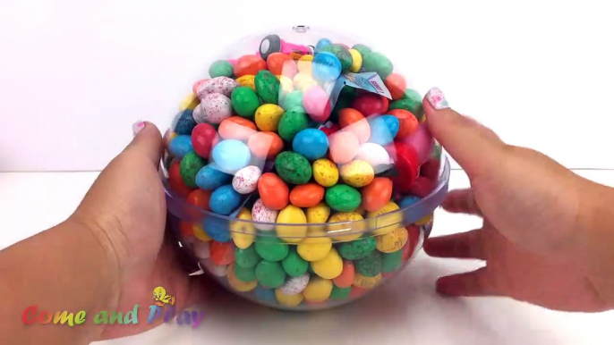 Giant M&M Chocolate Orb Surprise Toys Disney Ooshies Paw Patrol Learn Colors Play Doh Ice Cream Kids-Av