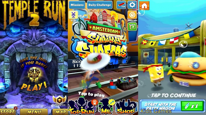 Temple Run 2 vs Subway Surfers vs SpongeBob Sponge on the Run High Score Run Compilation