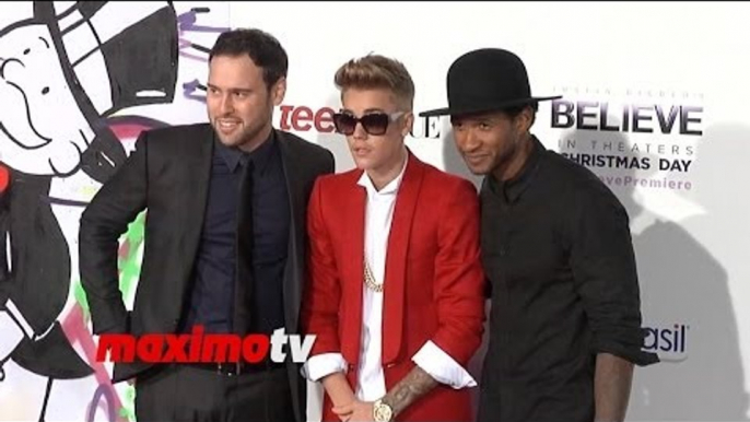 Justin Bieber, Usher, Scooter Braun at Justin Bieber's "Believe" World Premiere Arrivals