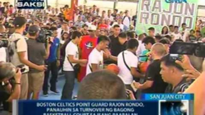 Boston Celtics player Rajon Rondo, panauhin sa turnover ng bagong basketball court sa isang paaralan