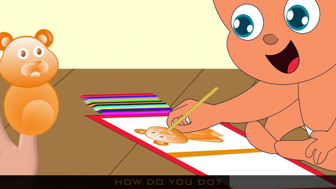 Mega Gummy bear coloring pages finger family rhyme for kids | Gummy bear Ice cream colors