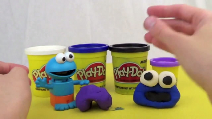 Cookie Monster Hand Puppets Play Doh - How to Make Playdough Sesame Street Elmo Ernie