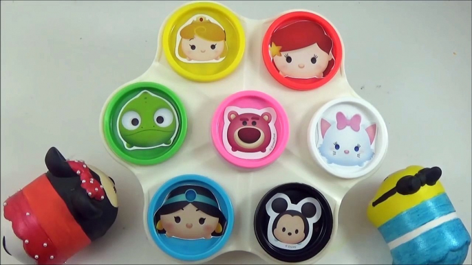 LEARN COLORS with Disney Tsum Tsums! Play doh Toy Surprise Cans, Disney ツムツム Toys-b4IAERt