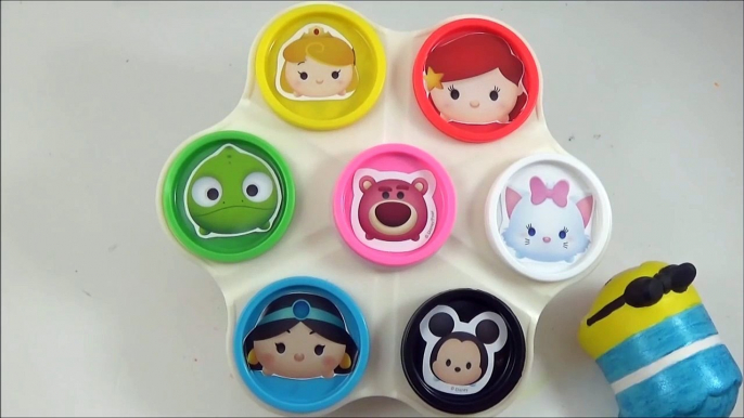 LEARN COLORS with Disney Tsum Tsums! Play doh Toy Surprise Cans, Disney ツムツム Toys-b4IA