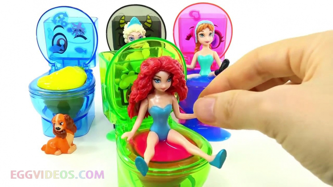 Disney Princess Toilet Potty Slime Surprise Toys Fart Frozen Elsa Minions Peppa Pig Learn