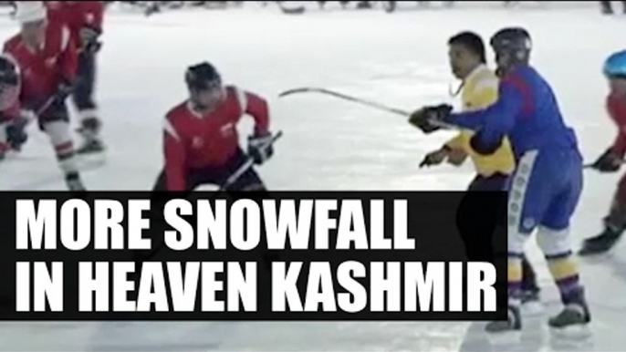 More snowfall in heaven Kashmir, attracts ice hockey lovers | Oneindia News