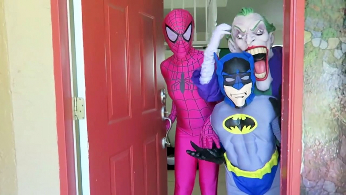 Joker vs Joker Girl! w_ Pink Spidergirl & Batman - Spiderman vs T Rex - Funny Superheroes  -)-nrGKuGfs