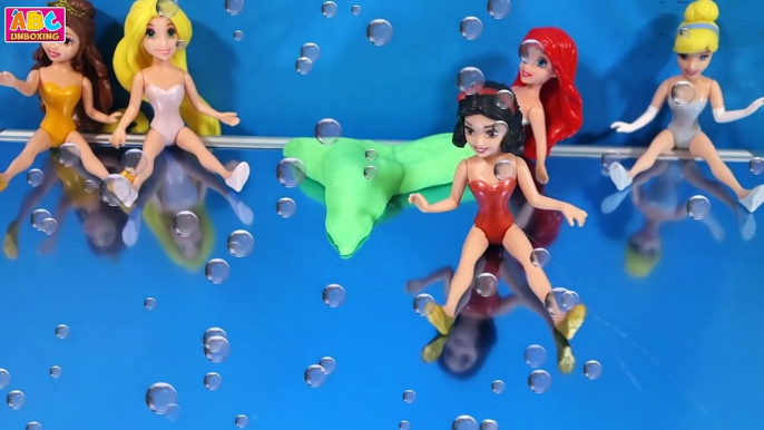 Disney Princess Complete Makeover into Mermaids with Play Doh Sparkle Tails by ABC Unboxing