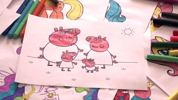 Peppa Pig New Coloring Pages for Kids Colors Coloring colored markers felt pens pencils