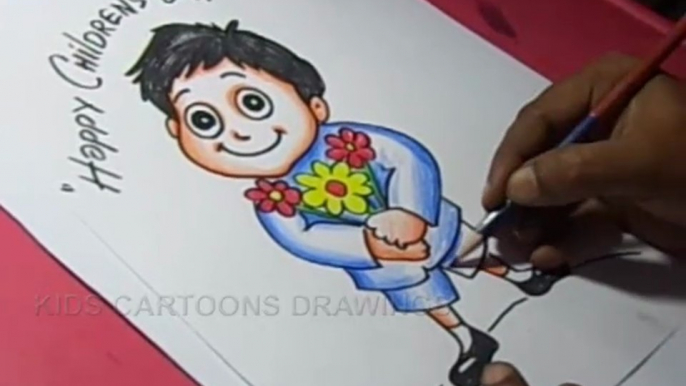 How to Draw Children's day Greeting card Drawing for kids Step By Step