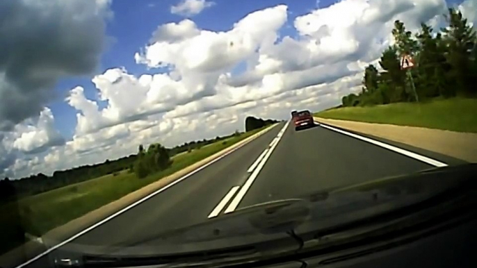 Overtake Fail - Two cars and bus crash ends with a flip over http://BestDramaTv.Net