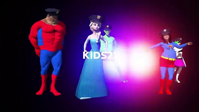 Police Finger Family Song Spiderman Frozen Elsa Hulk Super Woman Joker Baby Daddy finger,