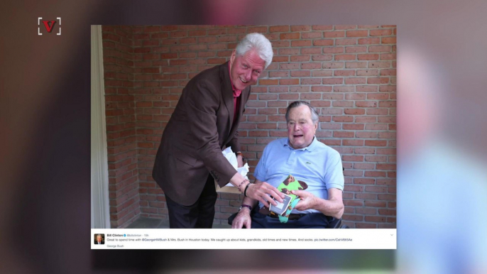 Bill Clinton and George H.W. Bush Bond Over Labrador Printed Socks