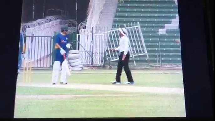 Senior Batsman Younis Khan showing anger towards umpires during Target match at GSL