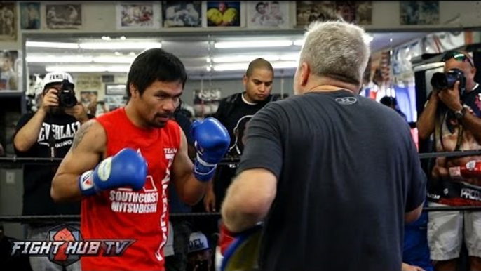 Manny Pacquiao on the mitts showing speed for Jessie Vargas - Full media workout video