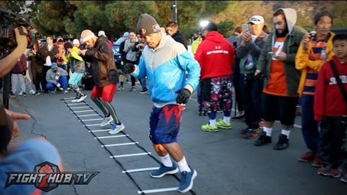 Manny Pacquiao Full Footwork workout in the mountains of Los Angeles- Pacquiao vs. Vargas