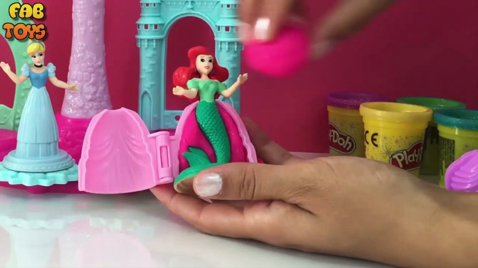 Play Doh Sparkle Dresses Disney Princess Dolls Ariel Cinderella   Royal Pal