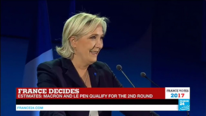 France Presidential Election: Far-right leader Marine Le Pen addresses supporters