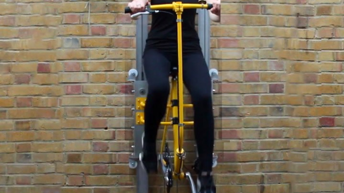 This vertical bicycle is a great alternative to a few flights of stairs [Mic Archives]