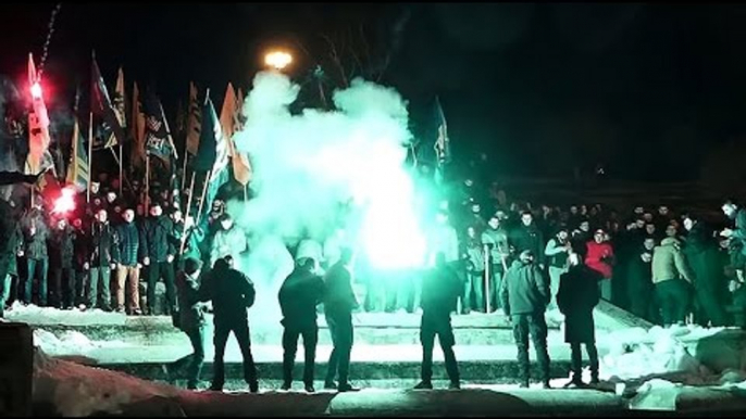 'Death to the enemies!': Ultra-nationalist Azov battalion stages torch-lit march in Kharkov, Ukraine