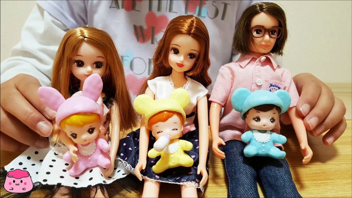 リカちゃん きれいなママ やさしいパパ みつごのあかちゃん  Licca chan Doll Mom & Dad & Baby Triplets