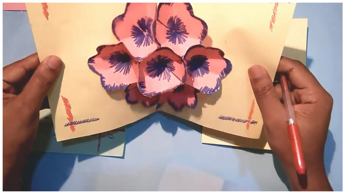 How to create 3D Handmade Flower Bouquet Crop Up Card  Paper Art  Paper Crafts