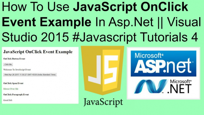 How to use javascript onclick event example in asp.net || visual studio #javascript tutorials 4