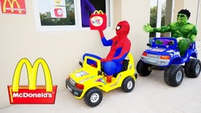 HULK & Spiderman MCDONALDS DRIVE THRU PRANK! w/ Joker Paw Patrol Toys Minions Kids Fun in Real Life