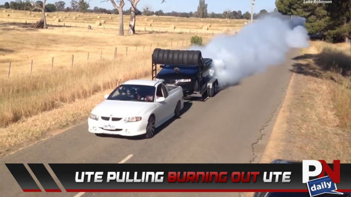 This Ute Is Towing A Ute Doing A Burnout