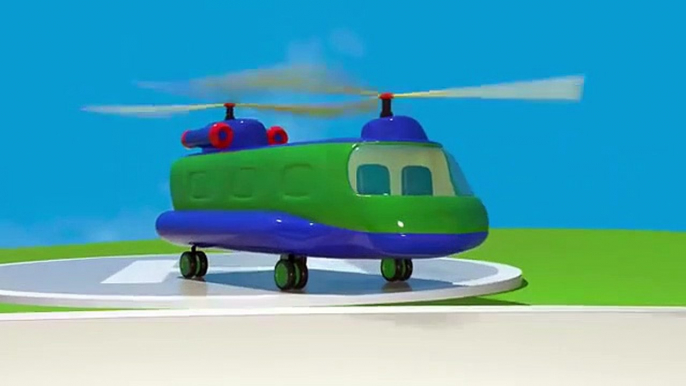 Cartoon Airport! Build 3d CARGO Helicopter - Learn Simple Numb