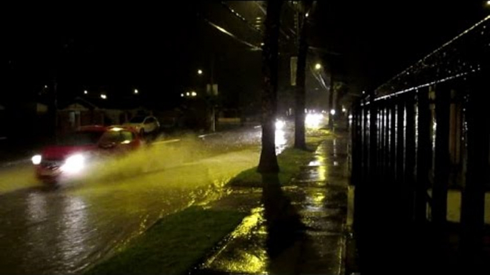 Torrential Rain in Coquimbo Turns Street Into a River