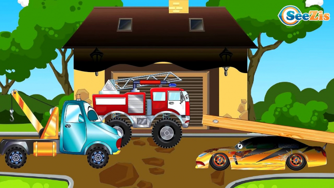 Camión de Bomberos. Dibujos animados de coches y camiones para niños en español. Carros para niños!