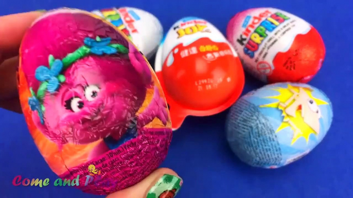 Super Surprise Eggs Kinder Surprise Kinder Joy Disney Phineas and Ferbs Learn Colors Play Doh  Kids-xMWMoY