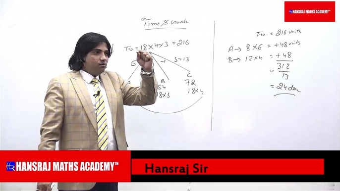 Hansraj Sir Maths Classes Time and Work Question No. 43-52 For SSC-CGL & Common Maths Classes