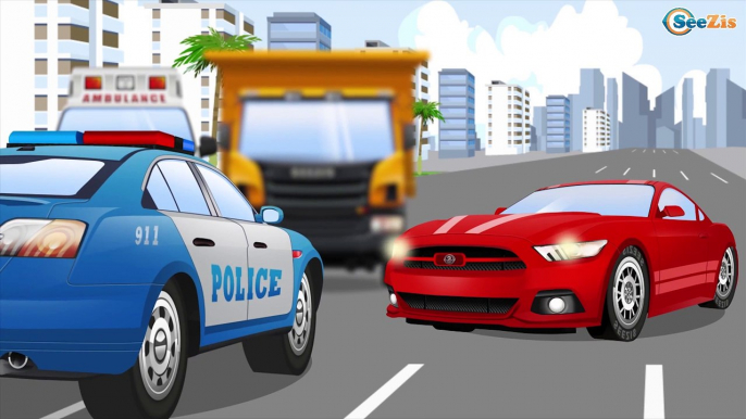 NEW Cars Cartoons Ambulance w The Red Fire Truck and The Police Car | Emergency Cars Kids Cartoon