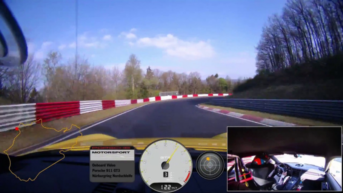 Porsche 911 GT3 sets a new best time on the Nürburgring Nordschleife - On board camera